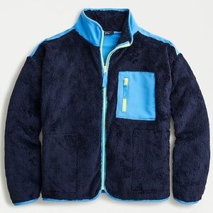 J.Crew Navy Blue Sherpa oversize fleece crop